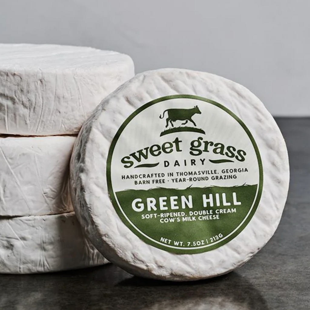 Wheel of Green Hill cheese from Sweet Grass Dairy